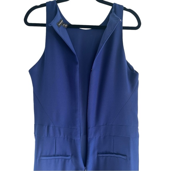 BANANA REPUBLIC Royal Blue Cropped Wide Leg Belted Jumpsuit Size 12 Tall - Picture 3 of 10